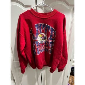 Vintage 1993 KU Late Night With Roy Williams LEE MADE IN USA sweatshirt XL